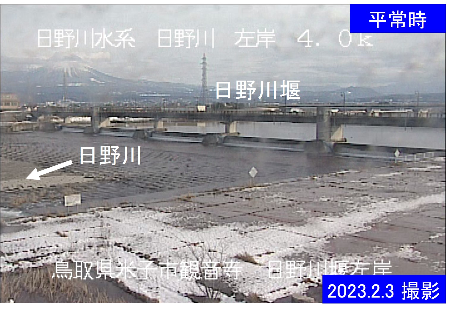 日野川堰左岸(通常の水位)